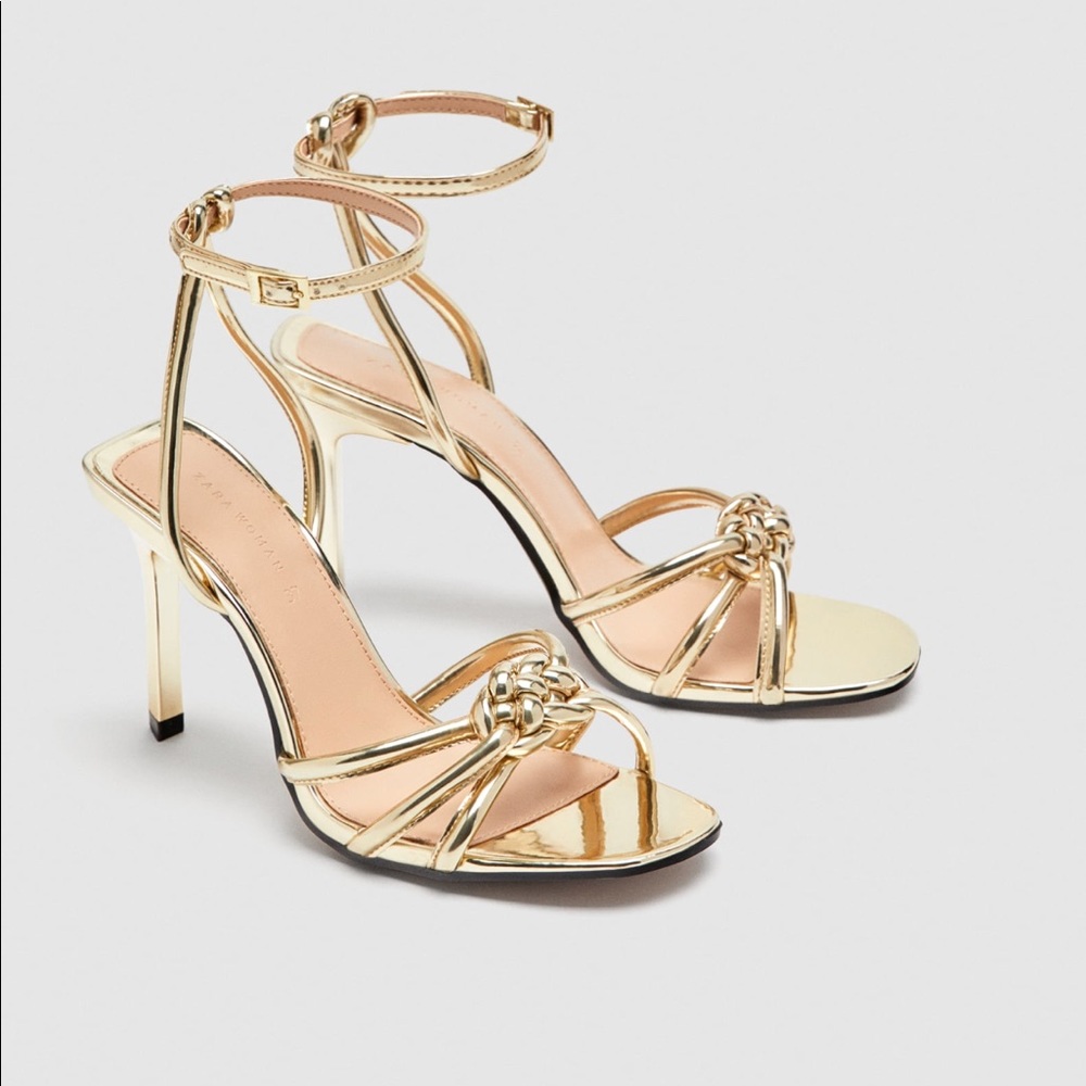 NWT Zara Gold High Heel Sandal